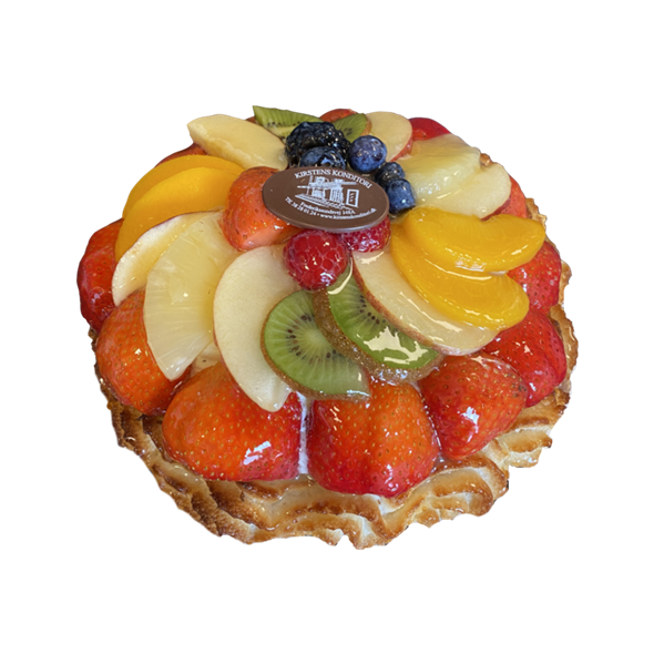 Frugttærte M/linsedejsbund og kransekagekant